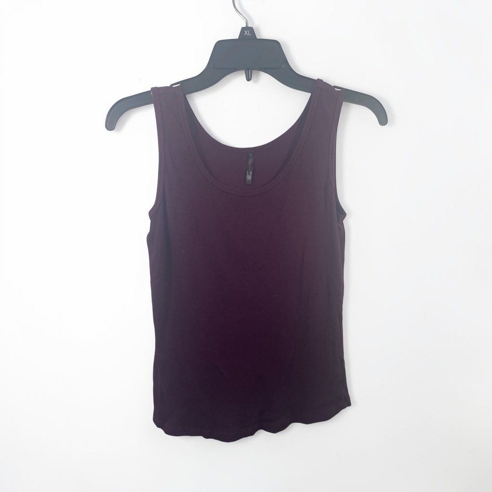 INC International Concepts Womens Ribbed Scoop Neck Tank Top Burgundy Plum S
